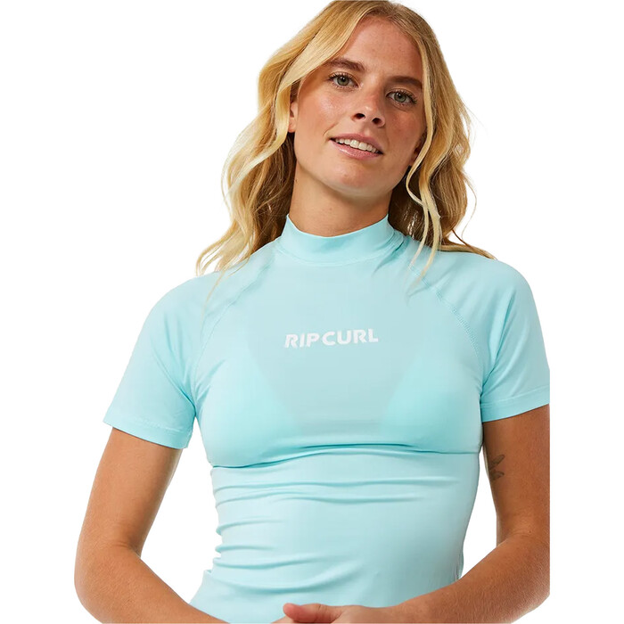 2024 Rip Curl Frauen Classic Surf UPF Short Sleeve Lycra Vest 15HWRV - Sky Blue